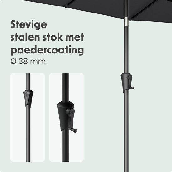 LifeGoods Parasol double - jardin - 160x300cm - jusqu'à 8 personnes - imperméable - UPF50+ - gris foncé