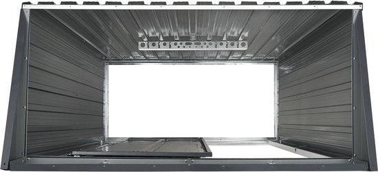 Juskys - Abri à outils en métal (1,4 m²) - Toit en pente, Porte coulissante, Cadre de fondation et support d'outils inclus - Anthracite