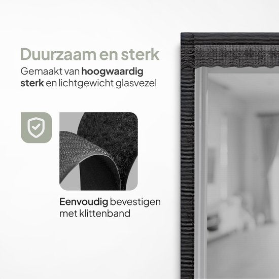 O'DADDY Rideau de porte Deluxe FIBER - Rideau à lames magnétiques - Pour les nouvelles constructions et les portes standard - Installation facile - Noir Hor - 100x210 cm