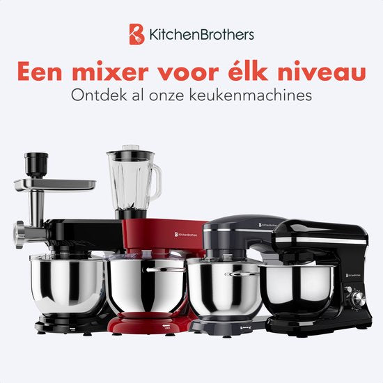 Robot de cuisine - KitchenBrothers - 5L - Mixeur de cuisine - 1200W - Noir