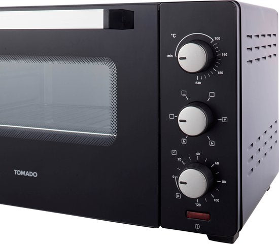 Tomado TEO3000B - Four posable - 30 litres - 1600 watts - Air chaud - 3 niveaux d'encastrement - Noir