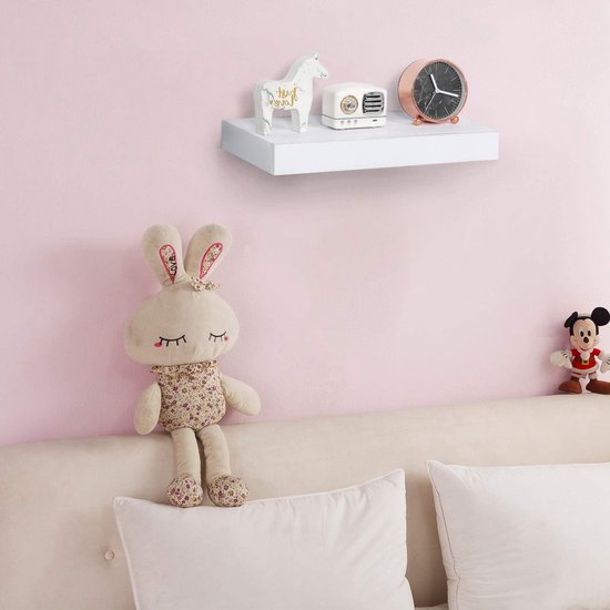 Rootz Wall Regal - Etagère murale - Rangement flottant - Organisateur monté - Rebord décoratif - Présentoir - Blanc - 40x5x25 cm