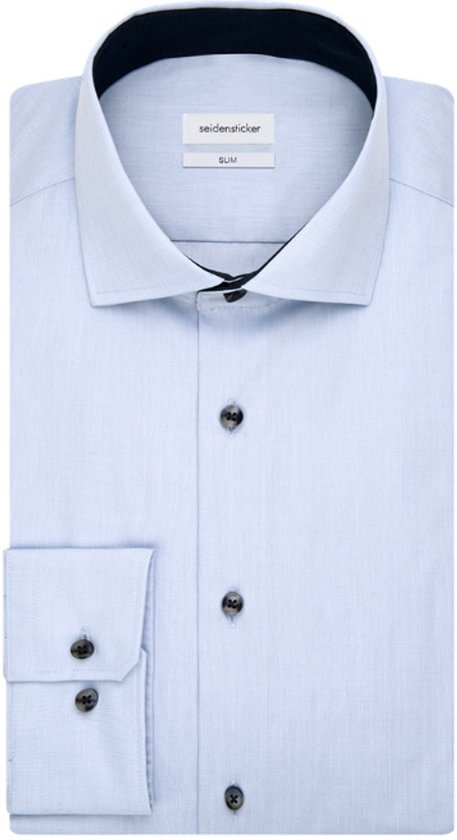 Seidensticker Chemise d'affaires bleu clair - col Kent étalé - Taille 40 - Non repassée - Hommes - Coupe régulière