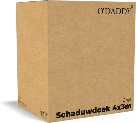 O'DADDY® Toile d'ombrage 4x3m Rectangle - Voile solaire - Filet d'ombrage - Store avec matériel de fixation - Imperméable - Protection solaire UV30 - Gris foncé