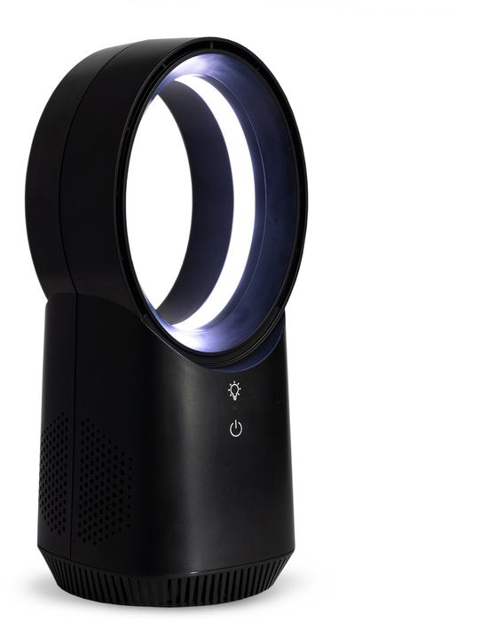 Nexxt Bladeless Fan Ventilateur sans fil avec éclairage LED en plusieurs couleurs - 3 vitesses et bouton tactile et - Élégant, silencieux et rechargeable par USB-C