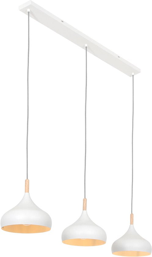 Mexlite - lampe suspendue - Bjorr - blanc - bois métal - grande lampe de table de salle à manger - E27 - 3099W