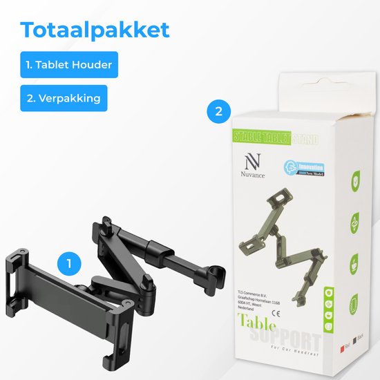 Nuvance - Support de tablette pour voiture - Inclinable et pivotant - Support de tablette - Support d'appui-tête - Convient à la Nintendo Switch et au téléphone