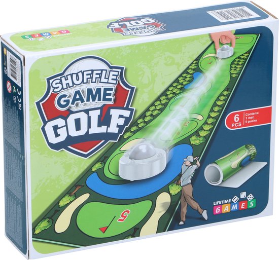 Lifetime Games Jeu de table Shuffle Bowling - Jeu de quilles complet - Thème Golf - 90 x 20 x 3 cm
