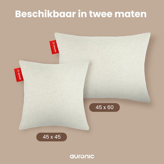 Auronic Heat Pillow - Classic - 45x45 - Sans fil - Rechargeable - Oreiller électrique - Infrarouge - Taupe