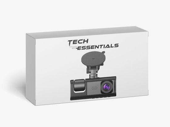 Tech Essentials® Dual Dashcam S1-Wifi pour voiture - Avec caméra arrière universelle - Full HD - Avec carte Micro SD 64GB - Avec vision nocturne - APP | Avant et arrière
