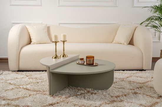 Table basse en bois "Orion" 90 x 60 x 30 cm - Vert cendré