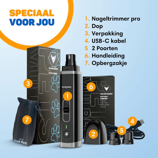 Vulpes Goods®Lime à ongles électrique pour la maison - Tête de lime en diamant - Rechargeable - Noir