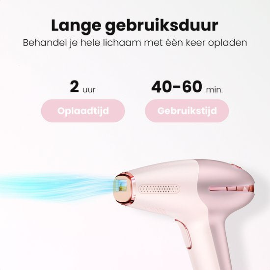 Leafline® Épilateur laser IPL - Épilateur pour dames - Indolore avec refroidissement par glace - Pour une épilation permanente de toutes les parties du corps - 999 999 flashs - Usage domestique