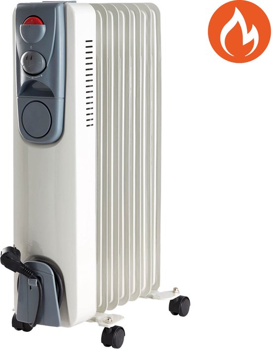 Deski Radiateur électrique à huile avec 7 pales - Chauffage - 1500 W - Blanc