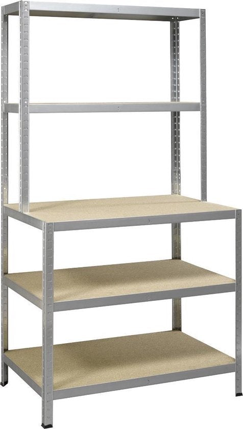 Étagère de stockage pour travaux lourds - aspect métal et bois - 100 cm de large - capacité de charge de 875 kg - capacité de charge de 175 kg par étagère