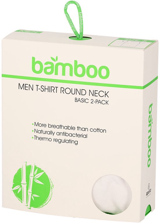 T-shirt homme Apollo Bambou - Col rond - 2-pack - Blanc - S