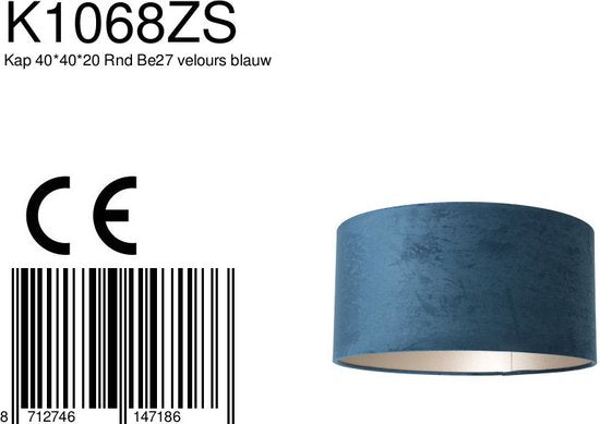 Steinhauer Abat-jour velours bleu Ø40cm