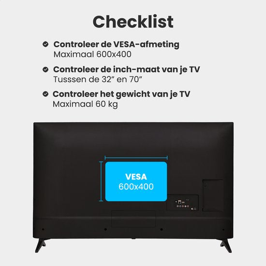 Auronic TV Stand - Pied TV - Réglable en hauteur - Pivotant - Inclinable - 37 à 90 pouces - Noir