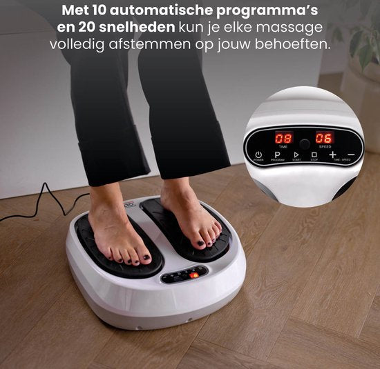 QLT VibroPulse Pro Appareil de massage des jambes et des pieds - Appareil de massage shiatsu avec 10 programmes et 20 vitesses - Soulagement instantané de la douleur - Blanc