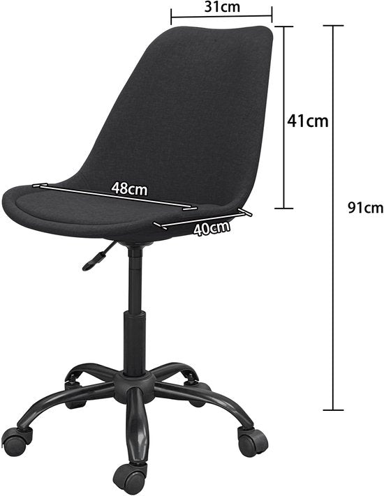 DMV - Chaise de bureau - Chaise - Chaises de bureau pour adultes - Chaise de bureau - Chaise de bureau à roulettes - Chaise de bureau noire - Chaise baignoire - Chaises baignoires - Chaise baignoire noire