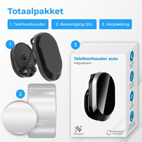 Nuvance Phone Holders Car Magnetic - Mobile Phone Holder Car - Phone Holder - Magnet - Fold-out