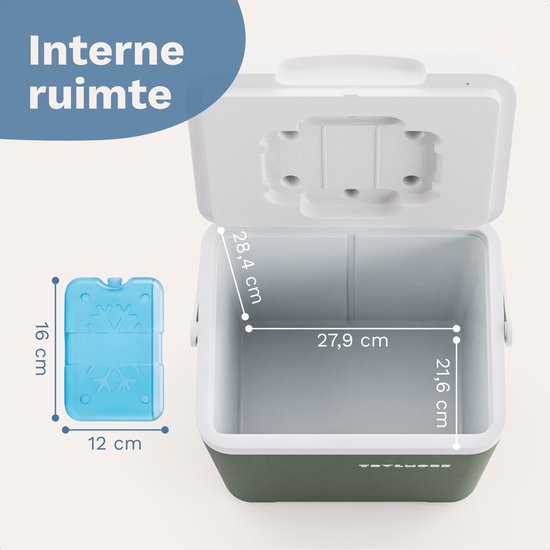 TRVLMORE Cool Box 14L - Frigobox - Elément réfrigérant inclus - Petite boîte réfrigérante - Vert