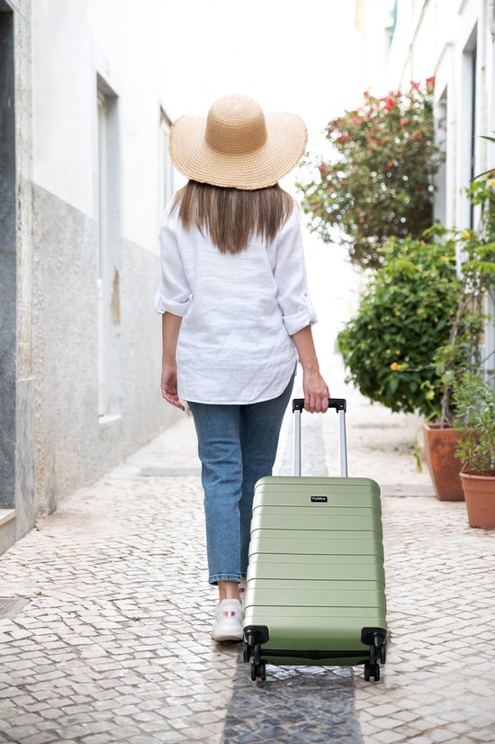 FLY&BYE Set de valises - 3 pièces - Set complet - 35L Hand Luggage + 59L et 89L Spacious Luggage - Number Lock - Green