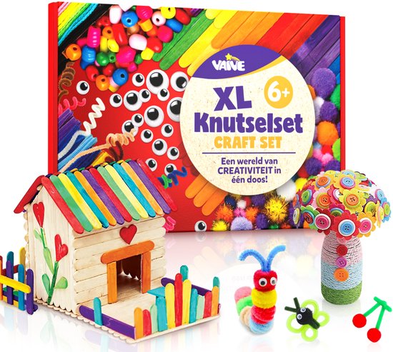 Vaive Craft Set 905-piece - Crafting Girls & Boys - Beads, Feathers, Pompoms & Wiggle Eyes - Craft Case - Crafting Supplies - Crafting kits