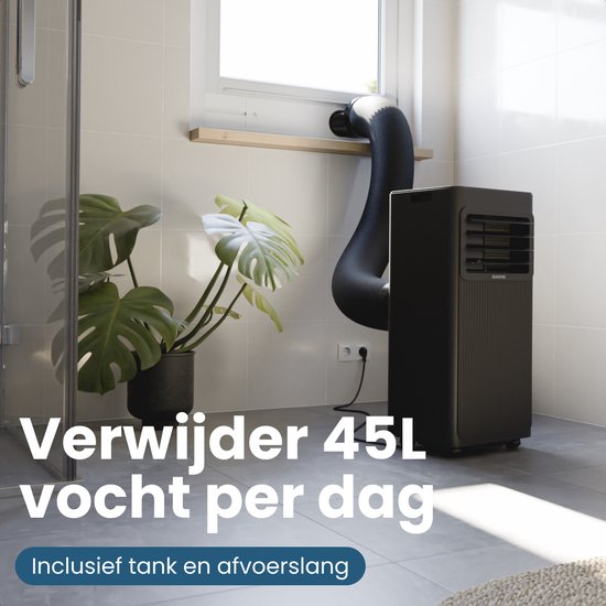 Auronic Mobile Air Conditioner - 9 000 BTU - 3 en 1 - Climatisation avec 2 kits d'étanchéité de fenêtre - Ventilateur - Déshumidificateur - refroidit jusqu'à 25m² - Noir
