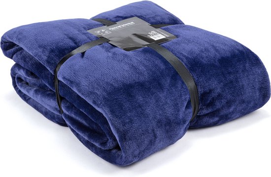 H&C Luxury Plaid 240x220 - Grande couverture - Extra douce - Bleu