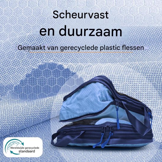 Packing Cubes Set of 7 - avec compression pour valise et sac à dos incl. sac d'emballage, Mariner's Azure - Blue