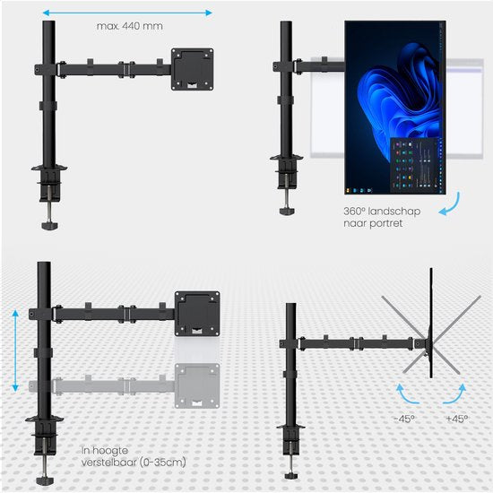 Auronic Monitor Arm - 1 écran - 13 à 32 pouces - réglable - support de moniteur - acier - noir