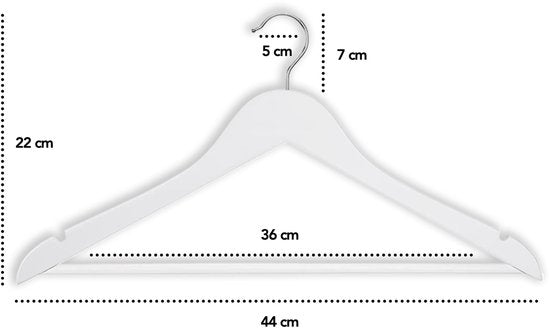 Infinity Goods 30 cintres en bois blanc - Cintre - Règle pour pantalons et encoches - Crochet en métal - Adultes - 30 pièces - Blanc