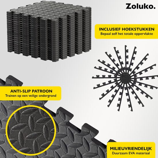 Zoluko Tapis de Puzzle - 30x30x1.2 cm - 48 pièces - 4.32m² - Tapis de Puzzle - Tapis de Puzzle - Tapis de jeu en mousse - Tapis de jeu pour bébé - Dalles en mousse - Dalles en caoutchouc - Dalles de piscine - Dalles de piscine - Dalles de sol - Tapis de g