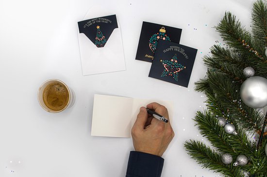 Giftmas Cartes de Noël - Cartes de vœux - 52 pièces - Avec enveloppes et autocollants - 10x10cm