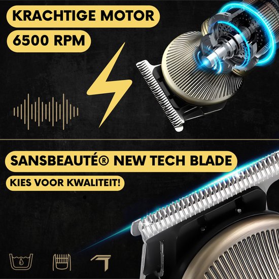 Tondeuse à barbe 6-en-1 pour homme - Tondeuse pour barbe et corps - 6 accessoires inclus - Sansbeauté® - Tondeuse pour homme - Tondeuse pour homme - Tondeuse à cheveux - Tondeuses - 0.5-15MM - Nez et oreilles - Tondeuse - Machine à barbe - Multigroomer