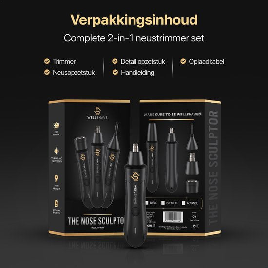 Wellshave 2 in 1 Nose Trimmer Premium - Tondeuse pour sourcils et oreilles - Tondeuse pour hommes - Tondeuse pour sourcils