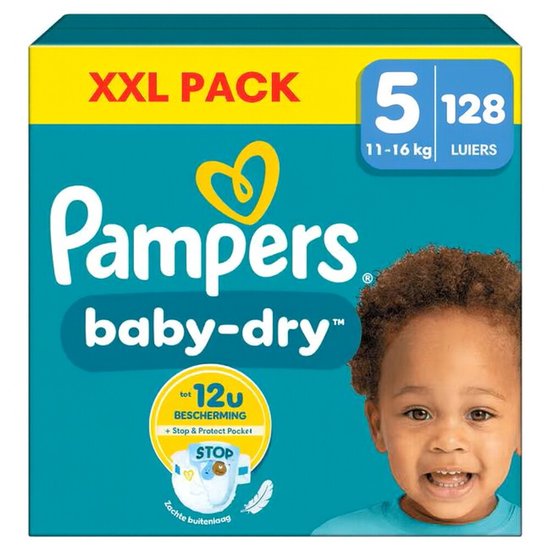 Couches Pampers Baby Dry Taille 5 (11-16kg) - 128 pièces