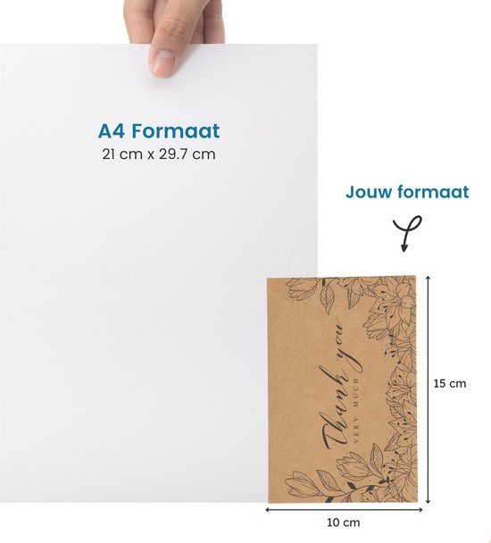 Partizzle 36x Kraft Thank You Cards Set - Cartes de remerciement - Cartes de vœux - Cartes postales - Cartes avec enveloppes - 15x10 cm