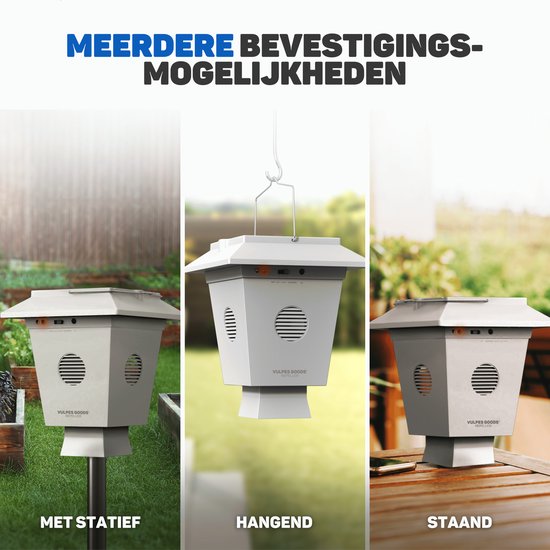 Vulpes Goods® Repellent - Répulsif pour pigeons - Répulsif pour oiseaux à ultrasons - Répulsif pour corneilles - Répulsif pour épouvantails pour pigeons, oiseaux, corneilles et autres volailles - Respectueux des animaux - Fonctionne à l'énergie solaire