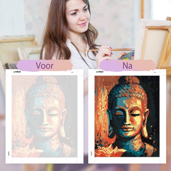 Rubye® Painting By Number Adults - Buddha - Peinture et pinceaux inclus - Canvas Painting canvas - Colour by Number - 40x50cm