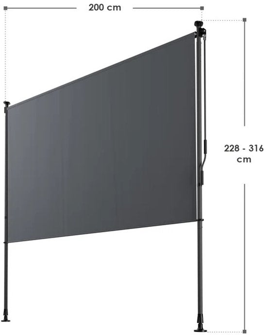 Parasol vertical Barbados - 200x310 cm - Gris