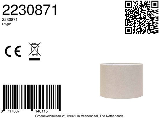 Light & Living Abat-jour Livigno - Gris - 30x30x21cm - Moderne