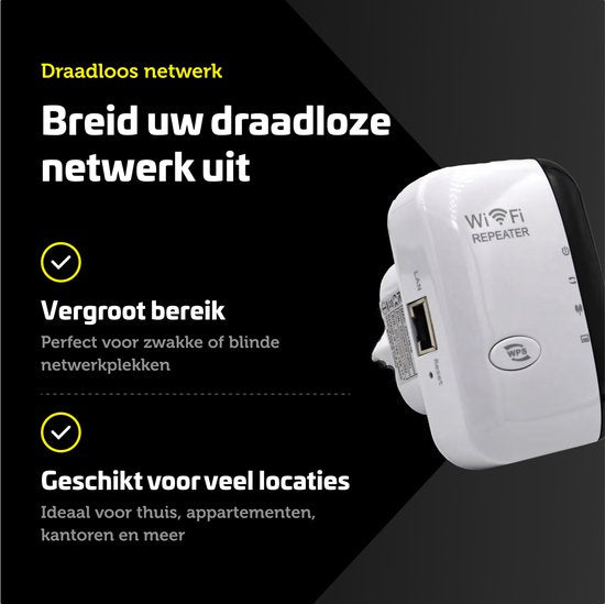 Garpex® Prise d'amplification WiFi - Signal fort - 300Mbps - Câble Ethernet inclus - Répéteur - 300Mbps
