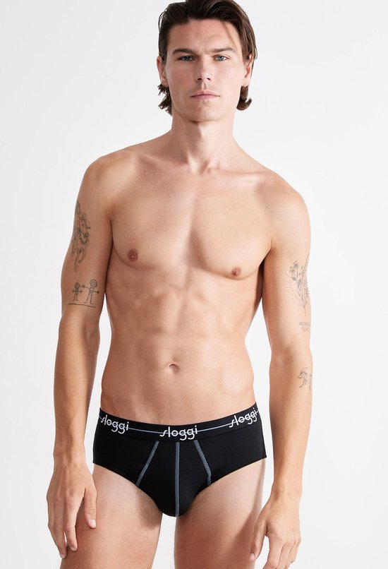 sloggi Start Midi 2-Pack Briefs - Hommes - Coton/Elastane - Taille régulière - Bande élastique - Noir - Taille XL