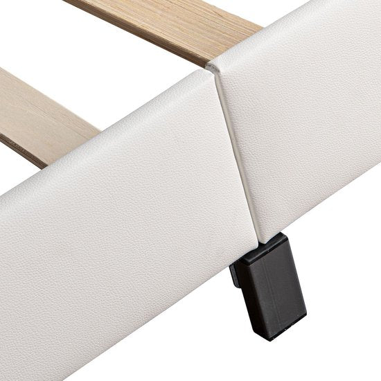 Lit capitonné Paris - 140 x 200 cm - Blanc - Eclairage LED