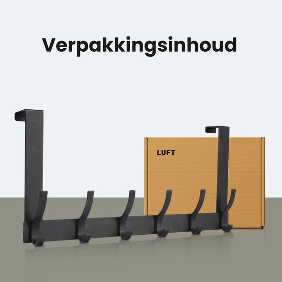 Porte-manteau - 12 crochets - inox - Suspension - Porte-manteau - Vêtements - Cintres - Crochet - Vintage - Industriel - Garde robe - Noir - Luft