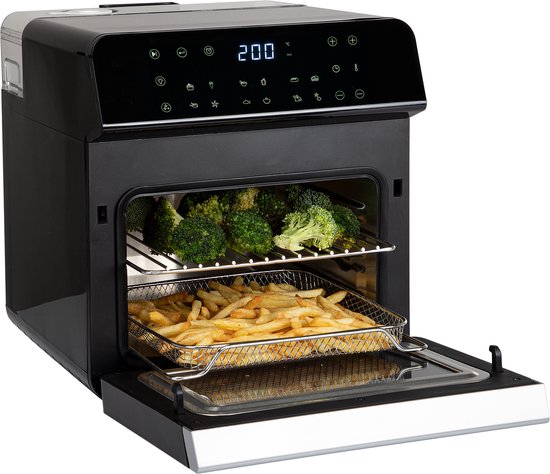 Princess Steam Airfryer Oven 182085 - Friteuse à air chaud - Grande capacité de 10 litres - 12 programmes préprogrammés - Comprend une grille de friture, une plaque de cuisson et une grille de gril - Noir