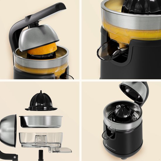 KitchenBrothers Presse-agrumes - Avec bec et poignée - 0.35L - Noir