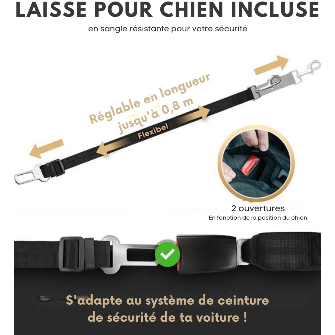 Housse de voiture pour siège arrière de chien - HELDENWERK - imperméable et résistante aux rayures - avec protection latérale et fenêtre de visualisation - noir